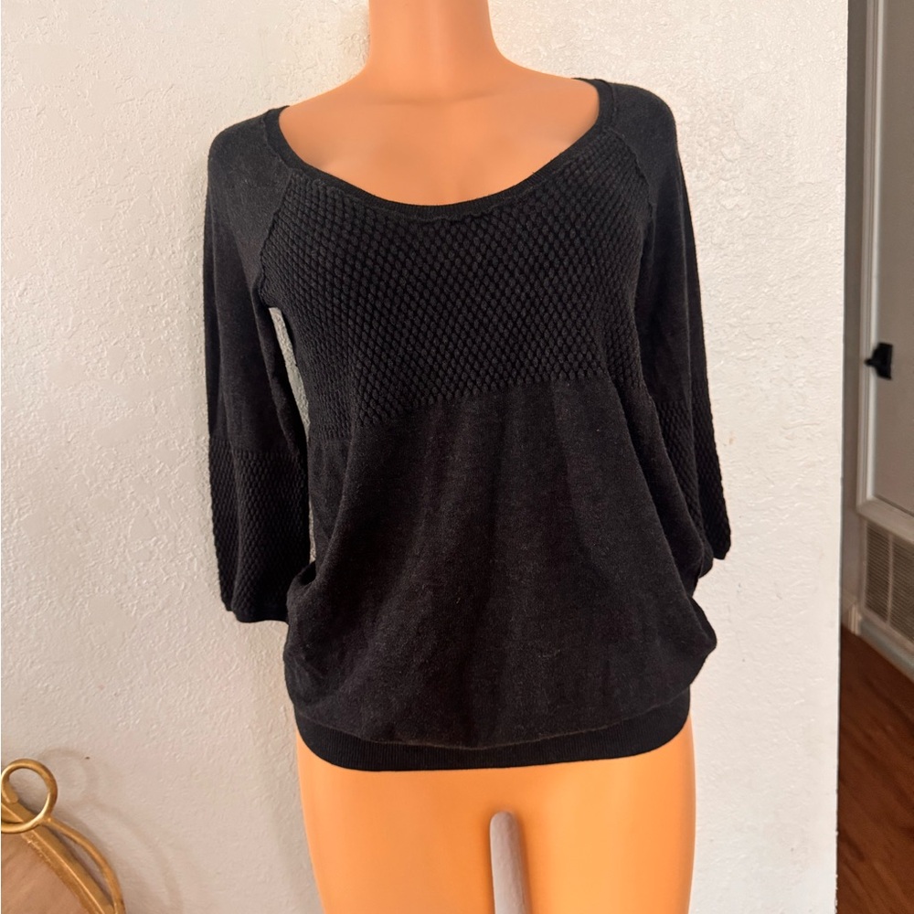 Black Textured Knit Sweater
